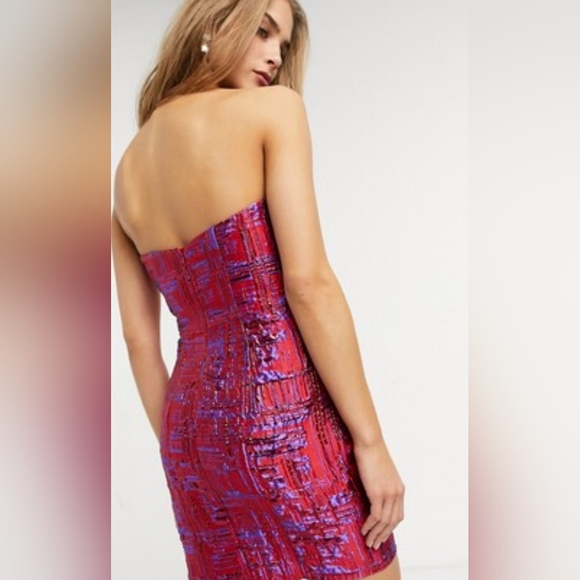 Lusso the Label Sweetheart Pink Jacuard Mini Dress - Picture 3 of 4